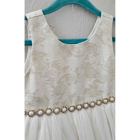 American Princess Sleeveless Pearl Tulle Dress Lace Bodice Girls Size 4T Wedding - Picture 3 of 5